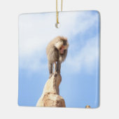 Baviaan aap op de top van een berg keramisch ornament (Links)