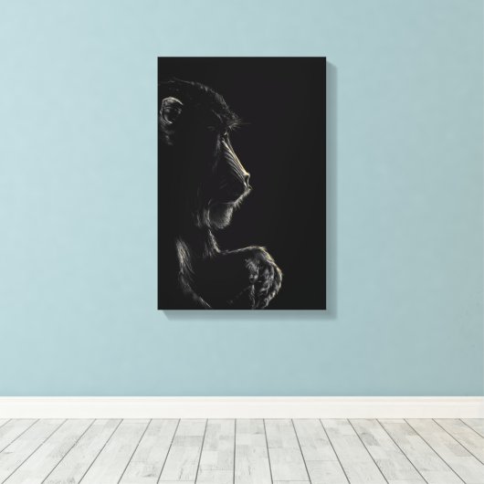 Baviaan Canvas Afdruk (Insitu (Houten vloer))