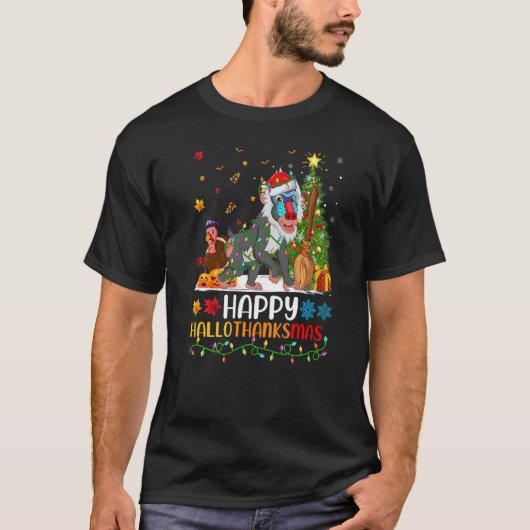 Baviaan Dier Gelukkig Baviaan Hellothankmas T-shirt (Voorkant)