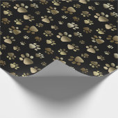 Baw Prints Zwart en Goud Patroon Cadeaupapier (Hoek)