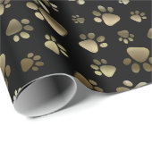 Baw Prints Zwart en Goud Patroon Cadeaupapier (Rol Hoek)