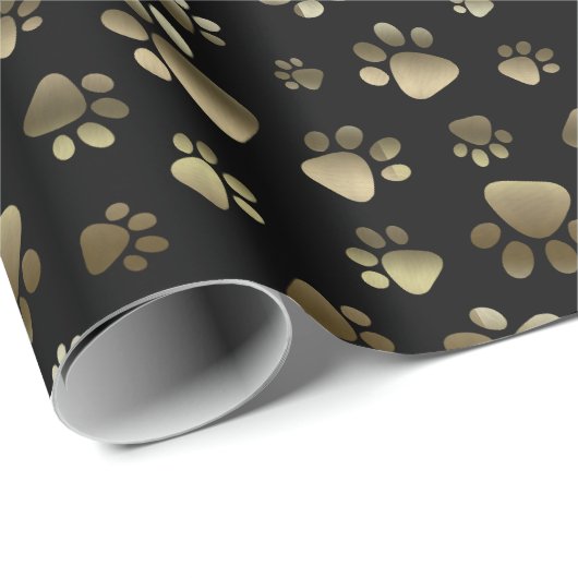Baw Prints Zwart en Goud Patroon Cadeaupapier (Rol Hoek)