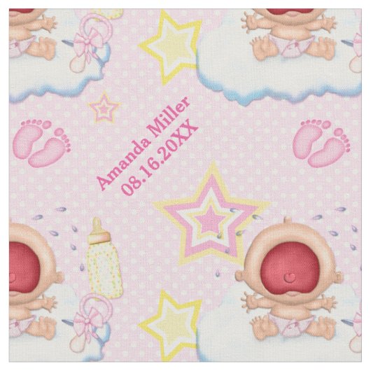 Bawling Baby Girl - Aangepaste tekst Stof (Close Up)