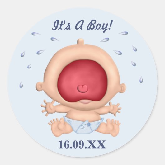 Bawling Baby Het is een jongen Sticker (Voorkant)