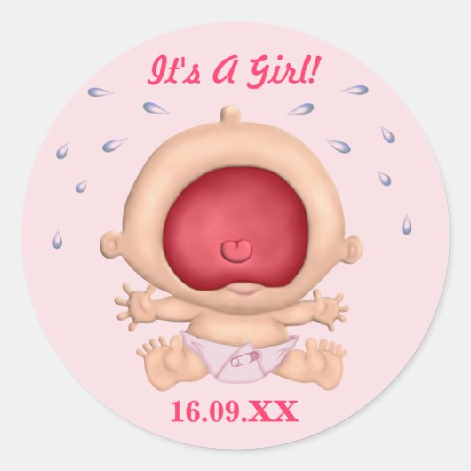 Bawling Baby Het is een meisje Sticker (Voorkant)