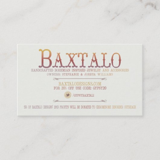 Baxtalo-ontwerp Visitekaartje (Voorkant)