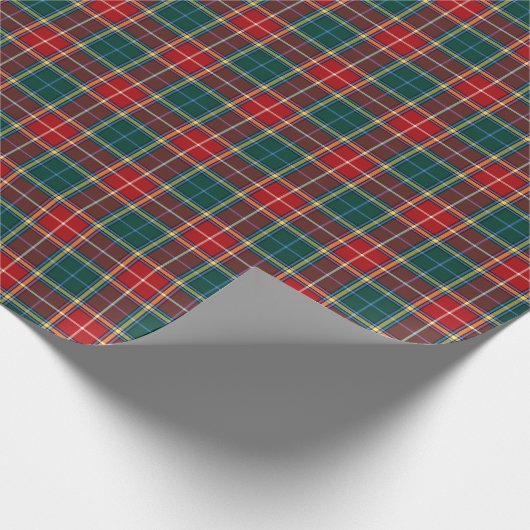 Baxter Clan Tartan Rood en Donkergroen Plaid Cadeaupapier (Hoek)