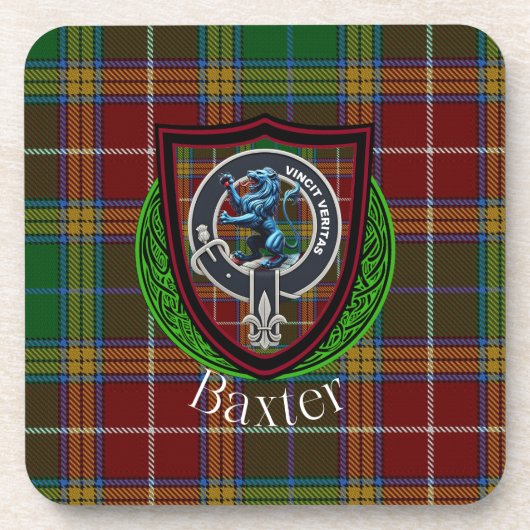 Baxter Schotse Clan Tartan & Crest Bier Onderzetter (Voorkant)