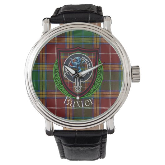 Baxter Schotse Clan Tartan & Crest Horloge (Voorkant)