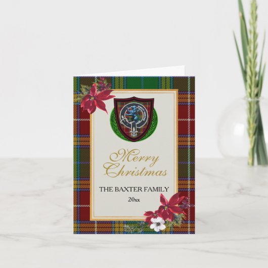 Baxter Schotse Clan Tartan & Crest Kaart (Voorkant)