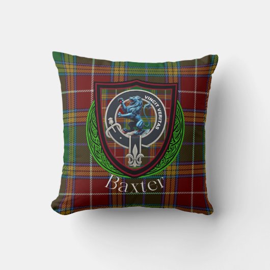 Baxter Schotse Clan Tartan & Crest Kussen (Voorkant)