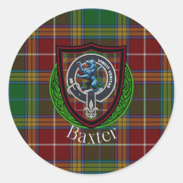 Baxter Schotse Clan Tartan & Wapen Ronde Sticker