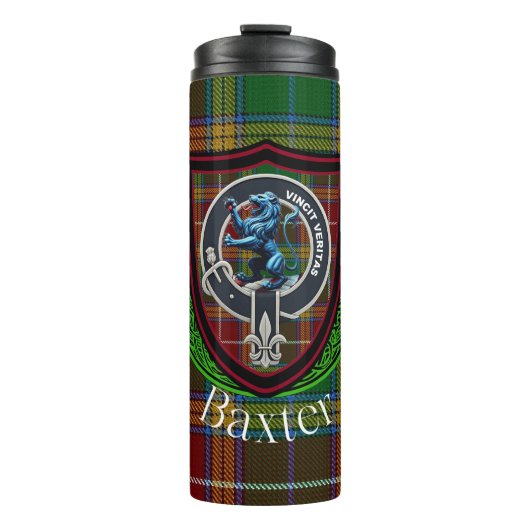 Baxter Schotse Clan Tartan & Wapen Thermosbeker (Voorkant)