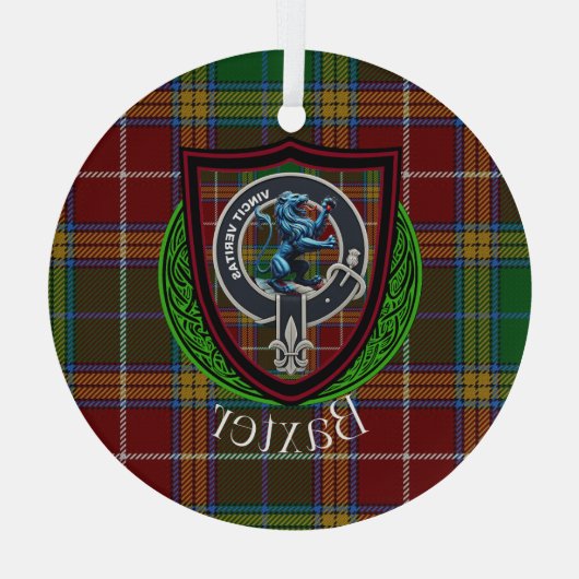 Baxter Scottish Clan Tartan & Crest Glas Ornament (Achterkant)