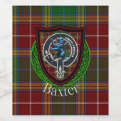 Baxter Scottish Clan Tartan & Crest Wijn Etiket (Enkel label)