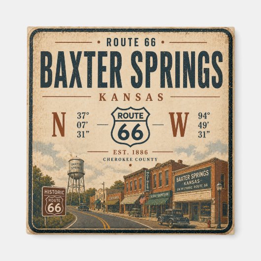 Baxter Springs Highway Heritage Tribute Magneet (Voorkant)