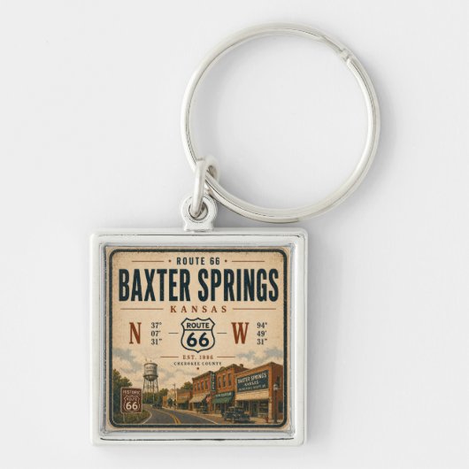 Baxter Springs Kansas Route 66 Tribute Sleutelhanger (Voorkant)