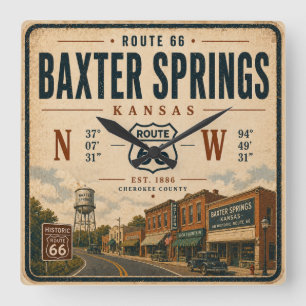 Baxter Springs Route 66 Heritage Tribute Vierkante Klok