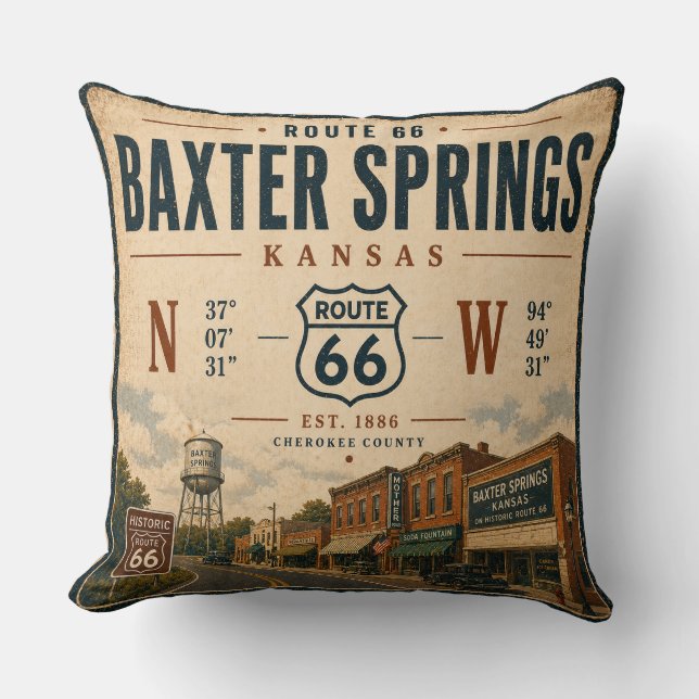Baxter Springs Route 66 Living Accent Kussen (Voorkant)