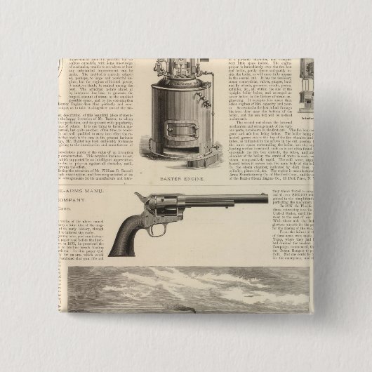 Baxter Steam Engine Company Vierkante Button 5,1 Cm (Voorkant)