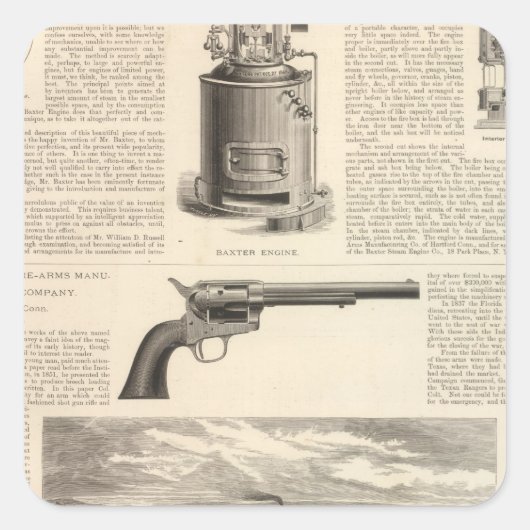 Baxter Steam Engine Company Vierkante Sticker (Voorkant)