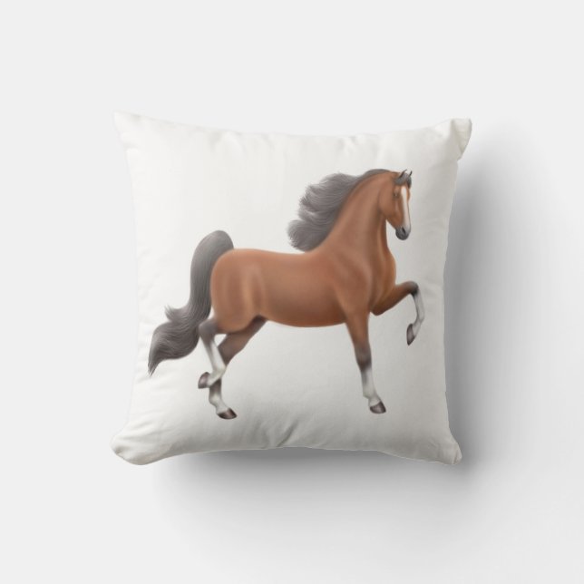 Bay American Saddlebred Horse Pillow Kussen (Voorkant)