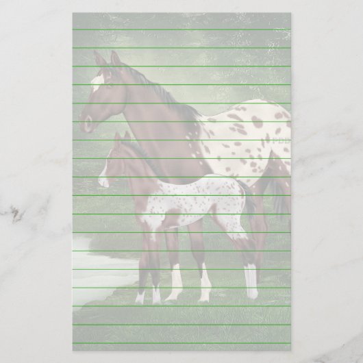 Bay and White Appaloosa merrie en veulen Print Briefpapier (Voorkant)