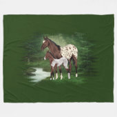 Bay and White Blanket Appaloosa merrie en veulen Fleece Deken (Voorkant (Horizontaal))