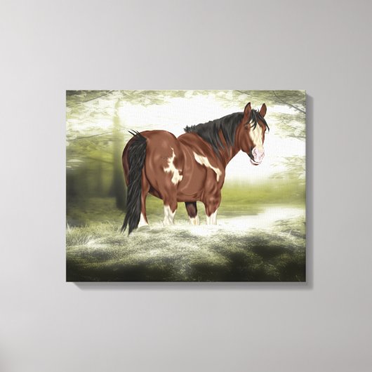 Bay and White Splash Overo Verf Paard Canvas Afdruk (Voorkant)