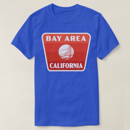 Bay Area California Retro Badge Rood T-shirt (Design voorkant)
