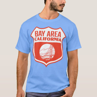 Bay Area California Retro Shield Wit op Rood T-shirt