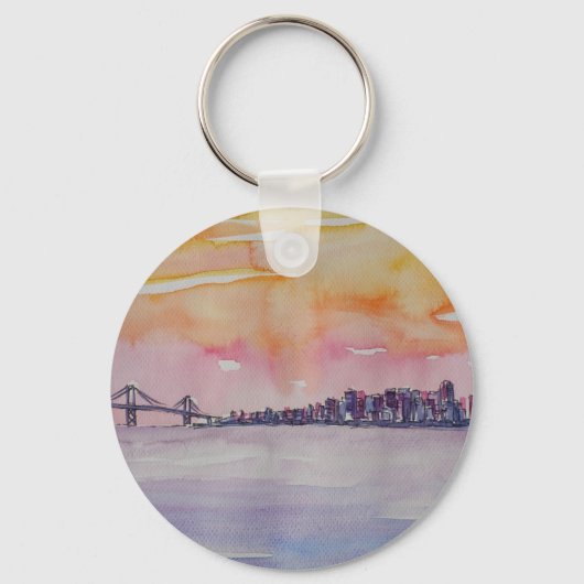 Bay Area Skyline San Francisco met Oakland Bridge Sleutelhanger (Voorkant)