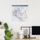 Bay Area Transit Map met gedetailleerde regels Poster (Thuiskantoor)