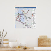 Bay Area Transit Map met gedetailleerde regels Poster (Keuken)