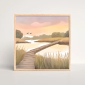 Bay Boardwalk | Lichte Kust Aquarel Schilderij Poster