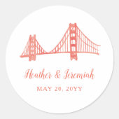 Bay Bridge Bruiloft Ronde Sticker (Voorkant)
