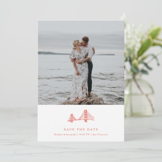 Bay Bridge Foto opslaan Datum Save The Date (Staand voorkant)