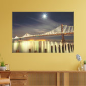 Bay Bridge 's Nachts Met Maan Canvas Afdruk (Insitu (Woonkamer))