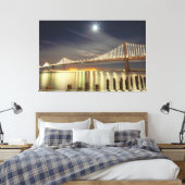 Bay Bridge 's Nachts Met Maan Canvas Afdruk (Insitu (Slaapkamer))