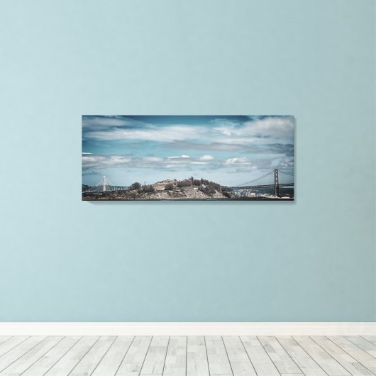 Bay Bridge stretched canvas Print (Insitu (Houten vloer))