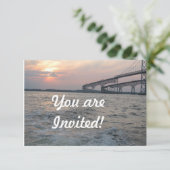 Bay Bridge Sunset Invitation Kaart (Staand voorkant)
