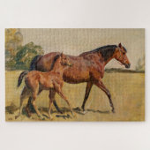 Bay Brown Thoroughbred Mare and Foal Legpuzzel (Horizontaal)