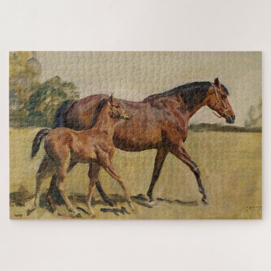 Bay Brown Thoroughbred Mare and Foal Legpuzzel (Horizontaal)