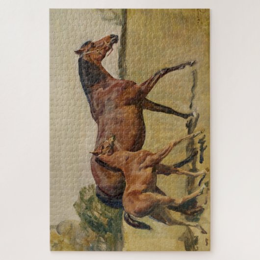 Bay Brown Thoroughbred Mare and Foal Legpuzzel (Verticaal)