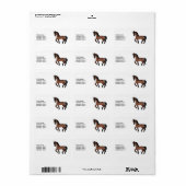 Bay Bruine Cartoon Dravende Paard & Aangepaste Tek Etiket (Full Sheet)
