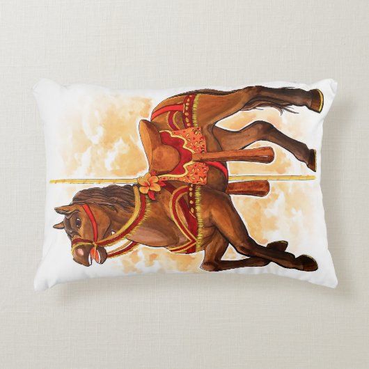 Bay Carrousel Paard Kussen (Voorkant)