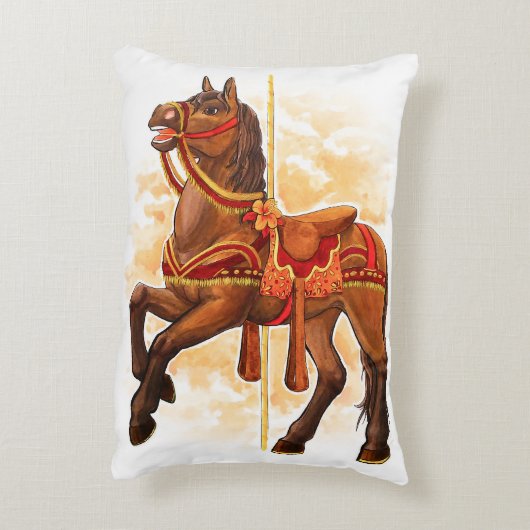 Bay Carrousel Paard Kussen (Achterkant (Verticaal))