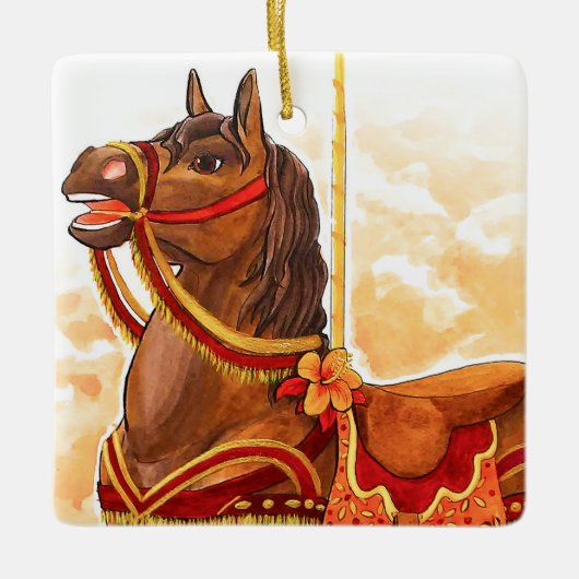 Bay Carrousel Paard Ornament (Voorkant)