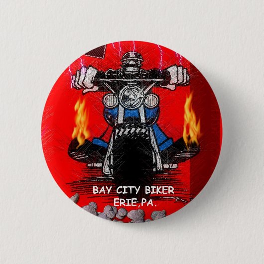 BAY CITY BIKER     (BUTTON) RONDE BUTTON 5,7 CM (Voorkant)