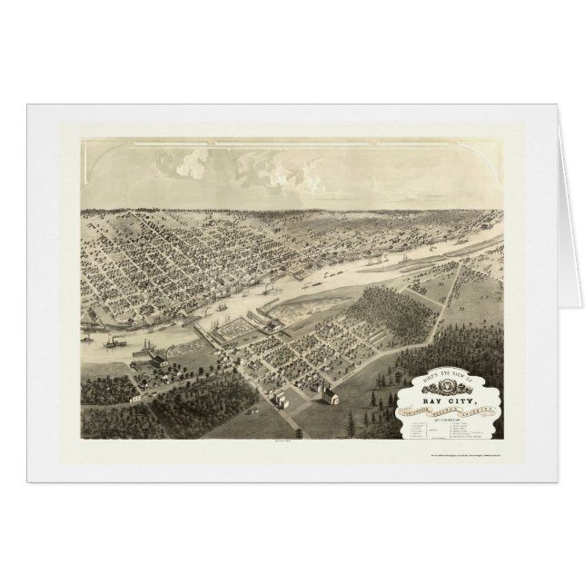 Bay City, MI Panoramic Map - 1867 (Voorkant Horizontaal)
